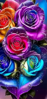 Colorful floral wallpaper with vibrant roses.