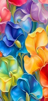Vibrant floral wallpaper with colorful petals.