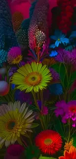 Vibrant floral artwork with colorful blooms.