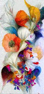 Vibrant floral art wallpaper with colorful flowers.