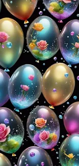 Colorful floral balloons mobile wallpaper.