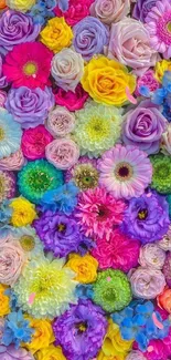 Vibrant mobile wallpaper with colorful blooming flowers.