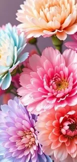Vibrant pink and pastel flowers wallpaper.