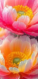 Vibrant flowers with dewy petals in vivid colors wallpaper