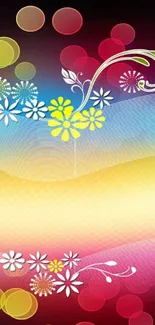 Vibrant floral bokeh wallpaper with colorful swirls and abstract design.