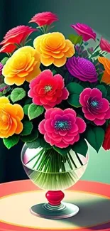 Vibrant floral bouquet in a vase for mobile wallpaper.