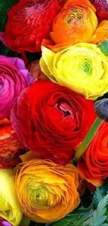 Vibrant bouquet of colorful roses wallpaper.