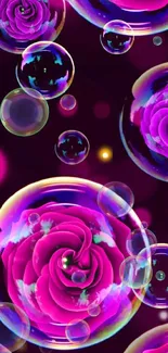 Vibrant floral bubbles in pink and magenta hues for phone wallpaper.