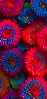Vibrant floral burst with colorful abstract petals.