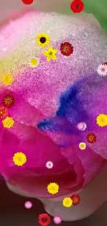 Colorful floral burst wallpaper with vibrant textures.