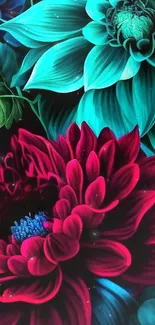 Vibrant mobile wallpaper with colorful floral digital art.