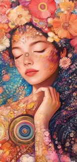 Artistic floral portrait with vibrant colors and dreamy design.