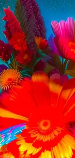 Vibrant and colorful floral explosion wallpaper.