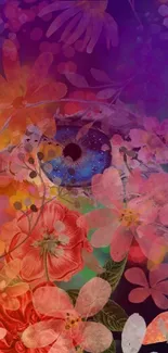 Colorful floral eye wallpaper with vibrant abstract hues.