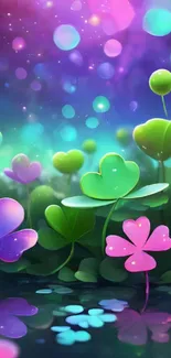 Colorful abstract floral fantasy wallpaper with vibrant hues.