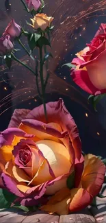 Vibrant roses in a floral fantasy design.