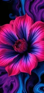 Vibrant pink and purple abstract flower design.