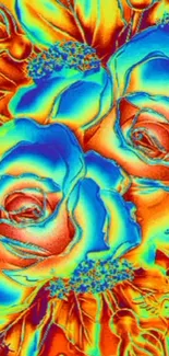 Vibrant floral heatmap wallpaper featuring blue and orange hues.