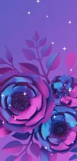 Vibrant purple floral mobile wallpaper with elegant design.