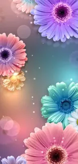 Colorful vibrant floral mobile wallpaper.