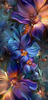 Vibrant floral mobile wallpaper with colorful and detailed flower design.