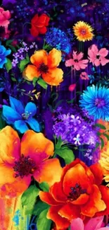 Vibrant floral mobile wallpaper with colorful flowers.