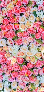 Vibrant floral mobile wallpaper with colorful roses and blooming flowers.