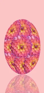 Vibrant floral wallpaper with pink flowers on pastel background.