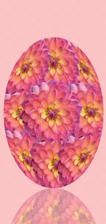 Vibrant floral wallpaper with pink and orange flowers on a mobile background.