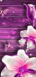 Vibrant pink and purple floral mobile wallpaper.