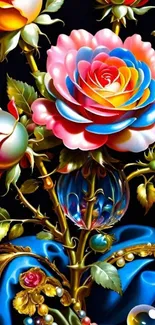 Vibrant floral arrangement mobile wallpaper with colorful petals and elegant design.