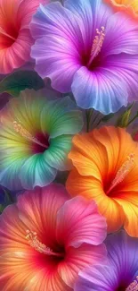 Vibrant hibiscus flower wallpaper with colorful blooms