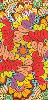 Colorful floral pattern wallpaper with abstract flowers.