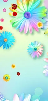 Vibrant gradient daisy floral wallpaper for mobile devices.