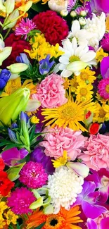 Vibrant and colorful floral wallpaper with diverse blooming flowers.