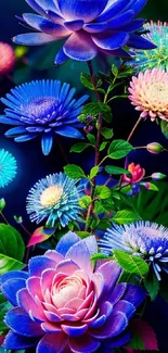 Vibrant flowers in a colorful phone wallpaper design.