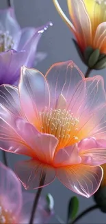 Delicate floral wallpaper with translucent petals.