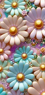 Colorful abstract floral phone wallpaper with vibrant designs.