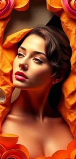 Artistic floral portrait with vibrant colors on mobile wallpaper.