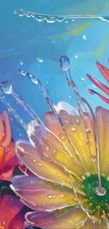 Vibrant flower wallpaper with water droplets