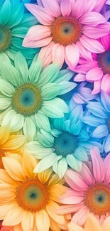 Colorful vibrant sunflower art wallpaper