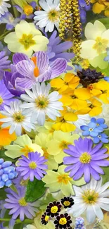 Colorful wildflower wallpaper with vibrant blooms.