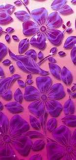 Purple floral phone wallpaper with vibrant gradient flowers.