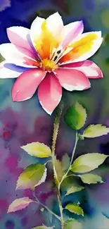 Vibrant watercolor floral art with colorful flower design.