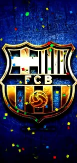 Football club emblem on deep blue background wallpaper.