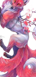 Vibrant fantasy fox art with floral elements.