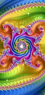 Vibrant fractal art with colorful swirls and intricate design.