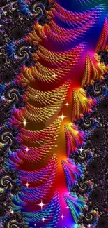 Colorful fractal pattern mobile wallpaper with rainbow hues.