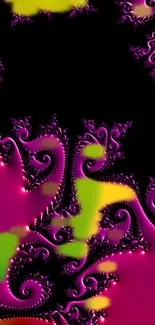 Vibrant fractal design with pink swirls and abstract patterns.