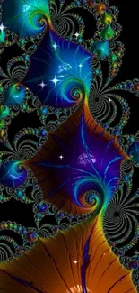 Intricate and colorful fractal art wallpaper for mobile phones.